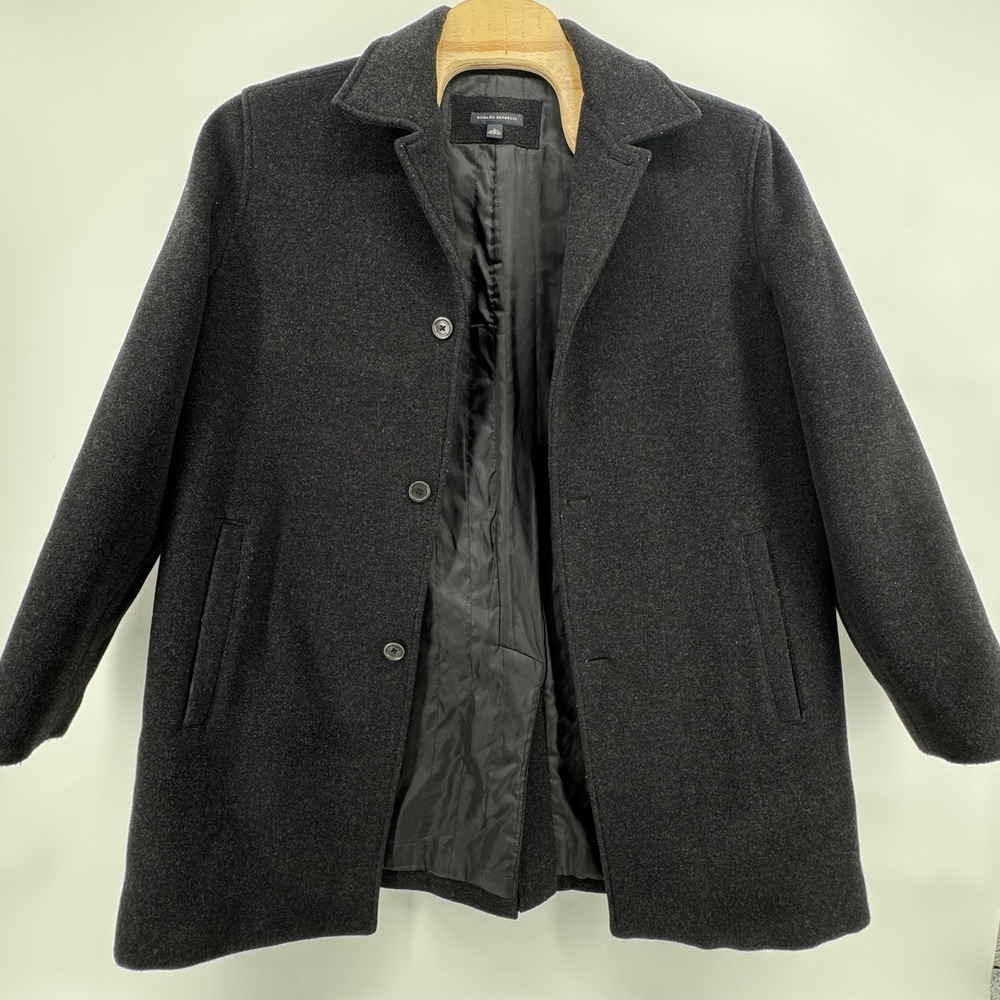Banana Republic Car Coat Mens L Wool Cashmere Blend Classic Fit Charcoal Gray